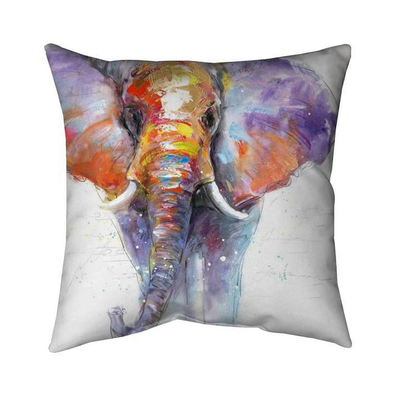 16 x 16 in. Colorful Walking Elephant-Double Sided Print Indoor Pillow Cover