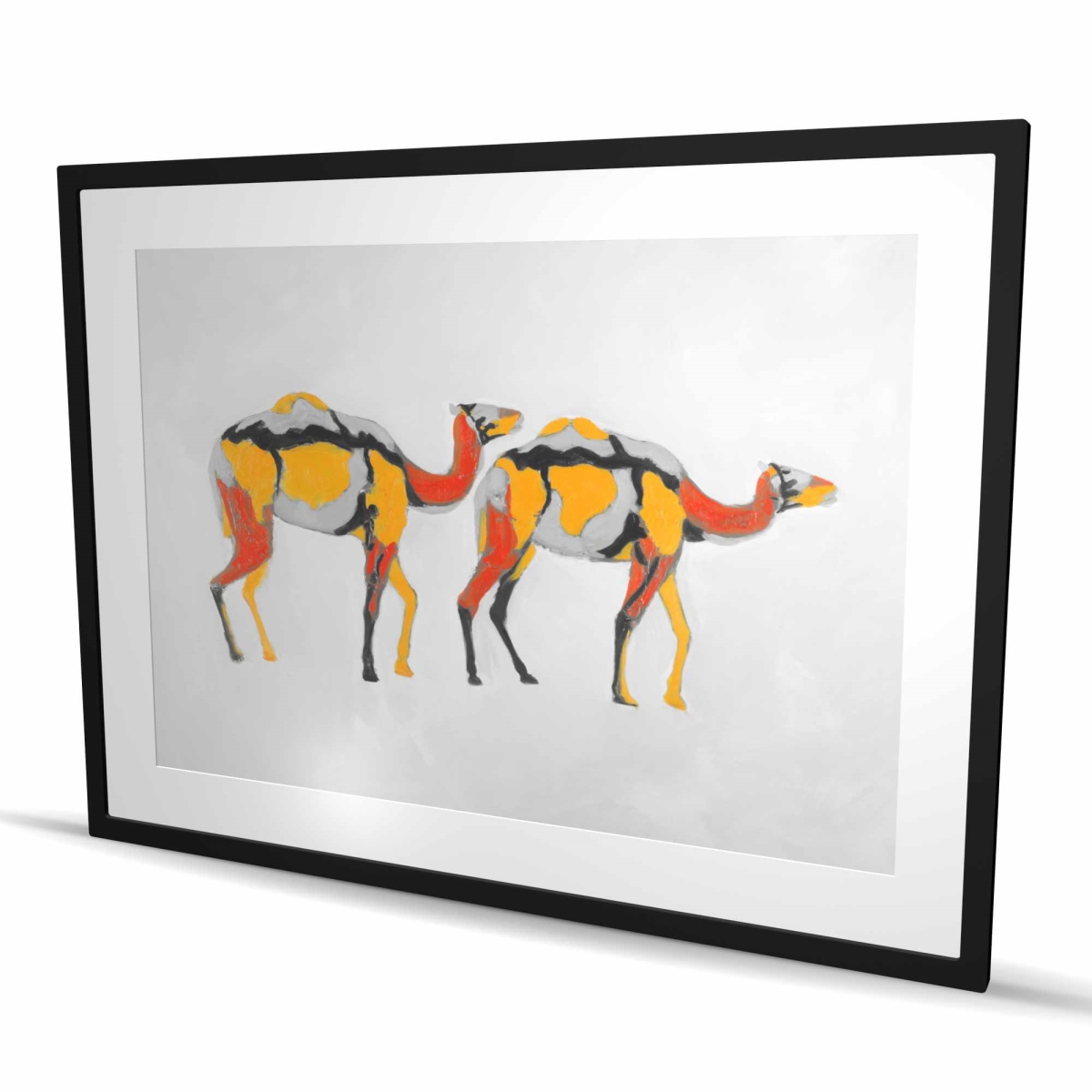 C1FM3648AJH914 36 x 48 in. Abstract Dromedaries - Contemporary Framed Print for Decor
