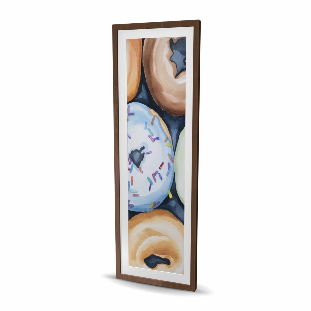 C1FM2060Z271XN 20 x 60 in. Watercolor Doughnuts with Icing - Framed Matted Print Decor