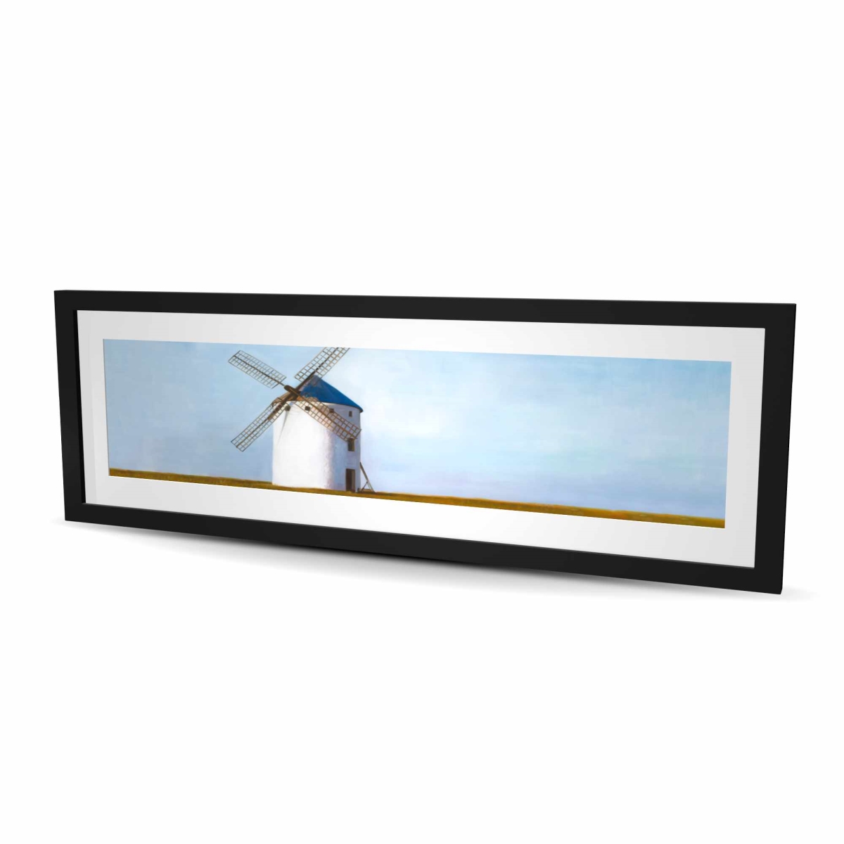 C1FM164879WWWR 16 x 48 in. Big Windmill - Office Landscapes Framed Matted Print Decor