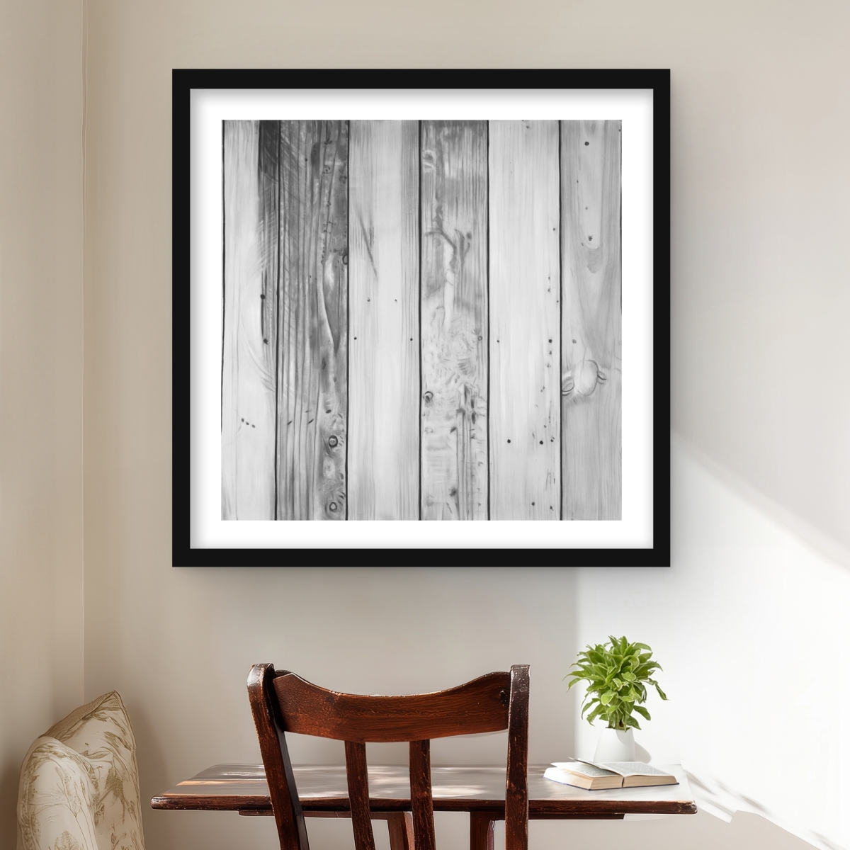C1FM24241RETU7 24 x 24 in. Wood Texture - Trees Rustic Framed Matted Print - Home Decor