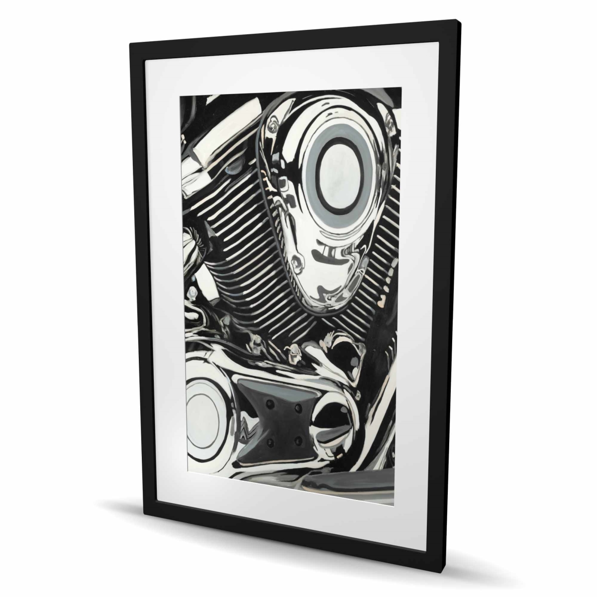C1FM2436FL4EXD 24 x 36 in. Motorcycle Engine Framed Matted Print - Home Decor Art