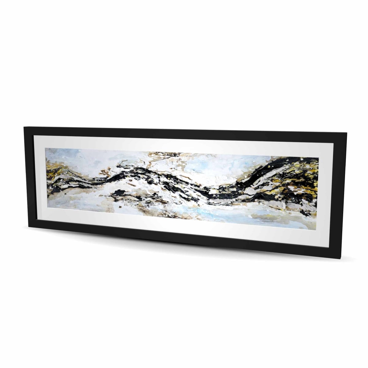 C1FM1648RA71DR 16 x 48 in. Abstract & Texturized Paint Splash - Framed Matted Print Livingroom Art
