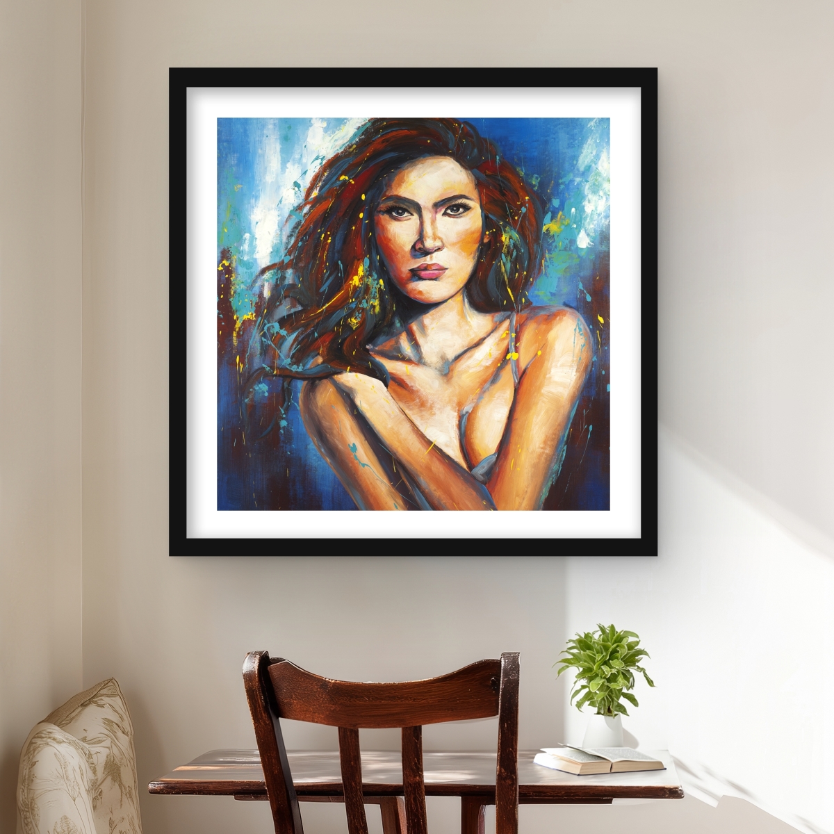 C1FM242427KCF0 24 x 24 in. Closer - Contemporary Figurative Framed Matted Print - Decor