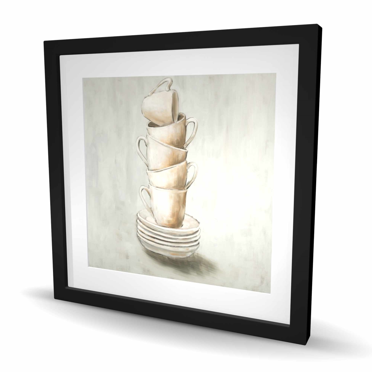 C1FM24242VUU1F 24 x 24 in. Stacked Cups - Object Gastronomy Framed Matted Print - Decor