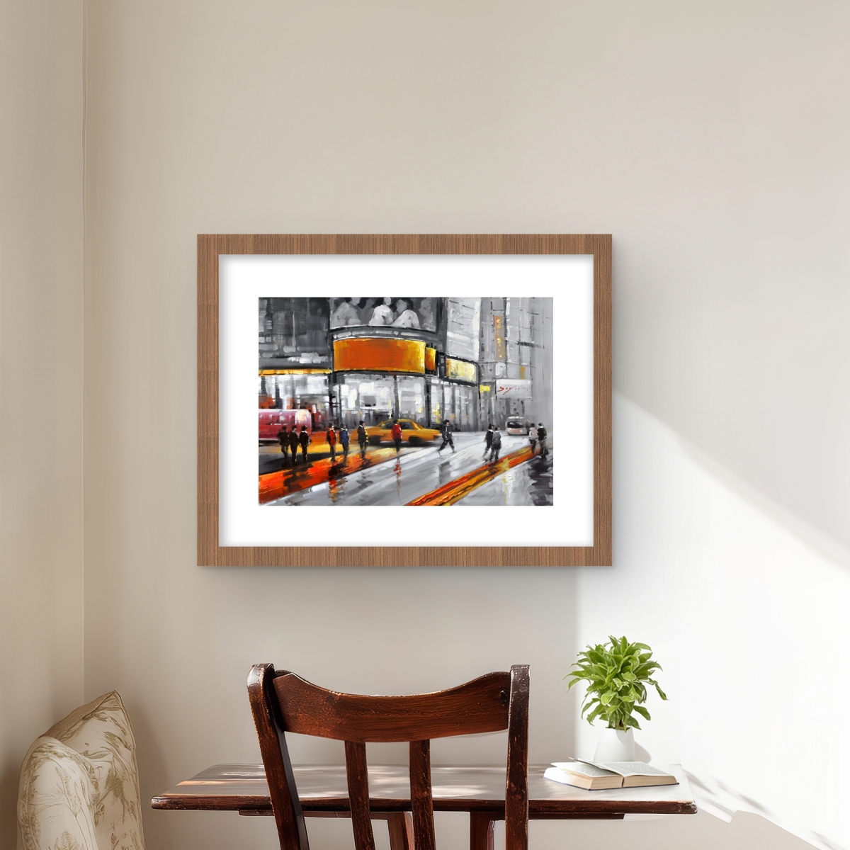 C1FM1620LW802S 16 x 20 in. Circulation in Times Square - Office Cities Framed Print