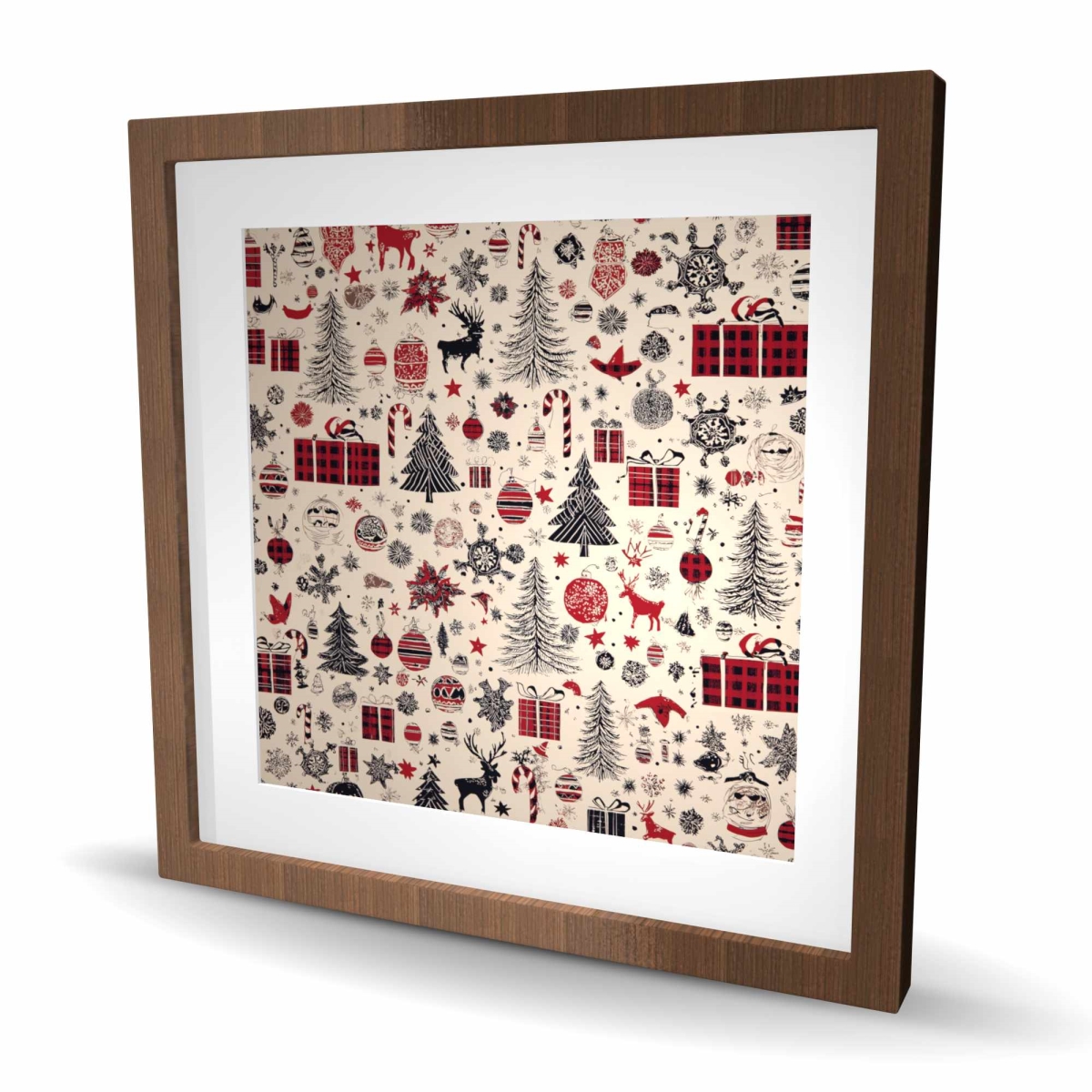 C1FM24245CO5ZO 24 x 24 in. Christmas Gift Pattern - White Framed Matted Print for Decor