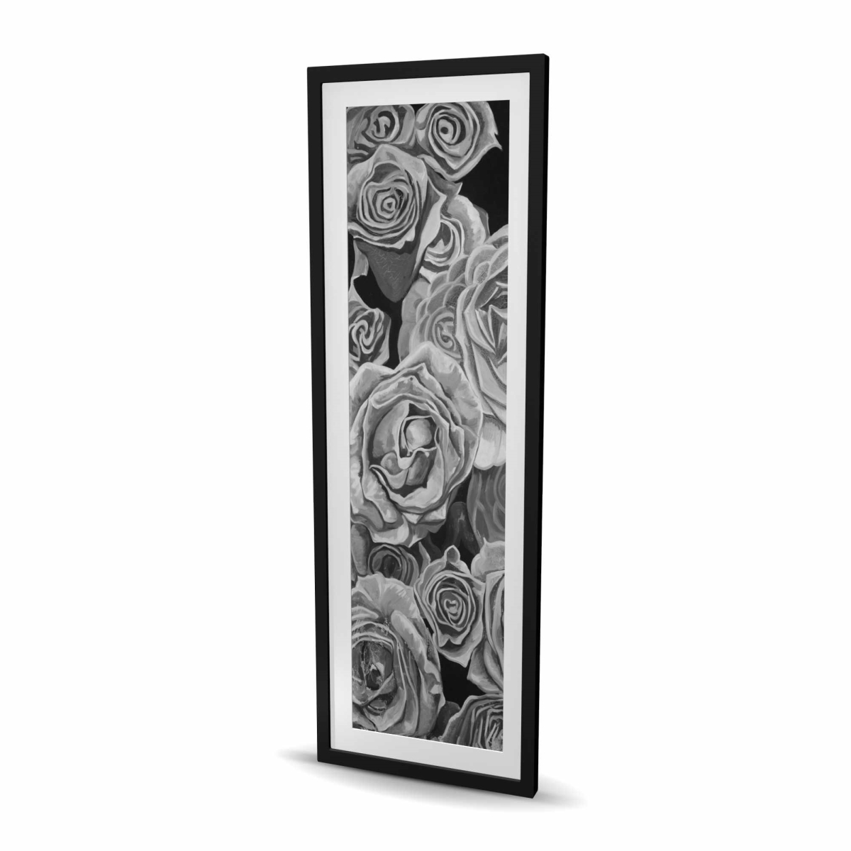 C1FM206092A7SH 20 x 60 in. Grayscale Roses - Framed Matted Print for Home Decor