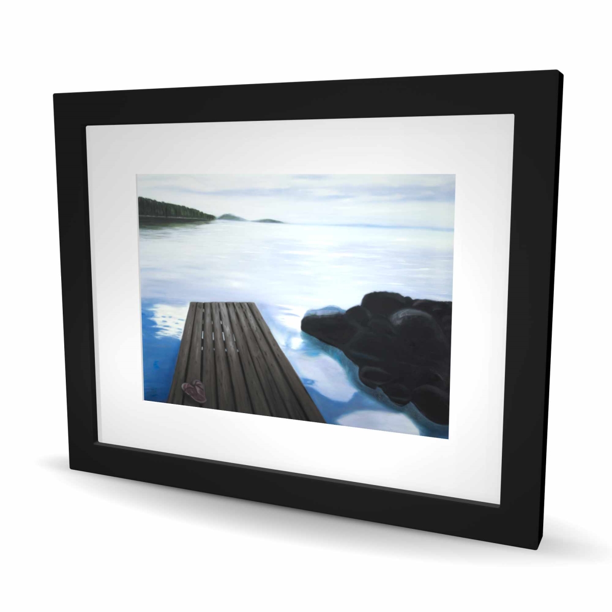 C1FM1620SS39LL 16 x 20 in. Evening on the Dock - Mountains Coastal Framed Print Decor