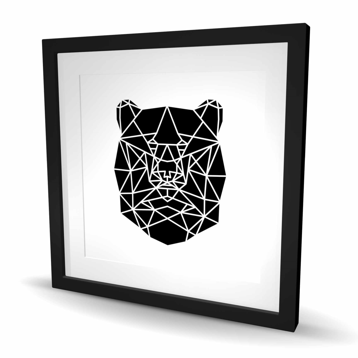 C1FM24246WJY76 24 x 24 in. Geometric Bear Head - Black Animals Framed Print for Decor