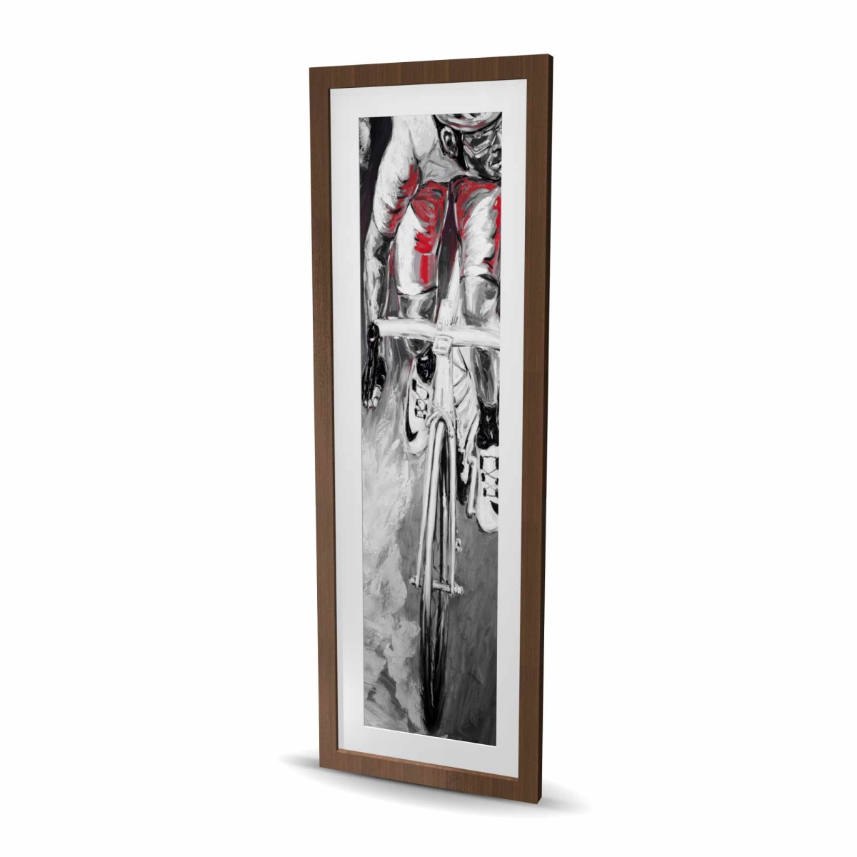 C1FM1648OPTGTO 16 x 48 in. Red Cyclist - Scenic Man Cave Framed Matted Print Decor