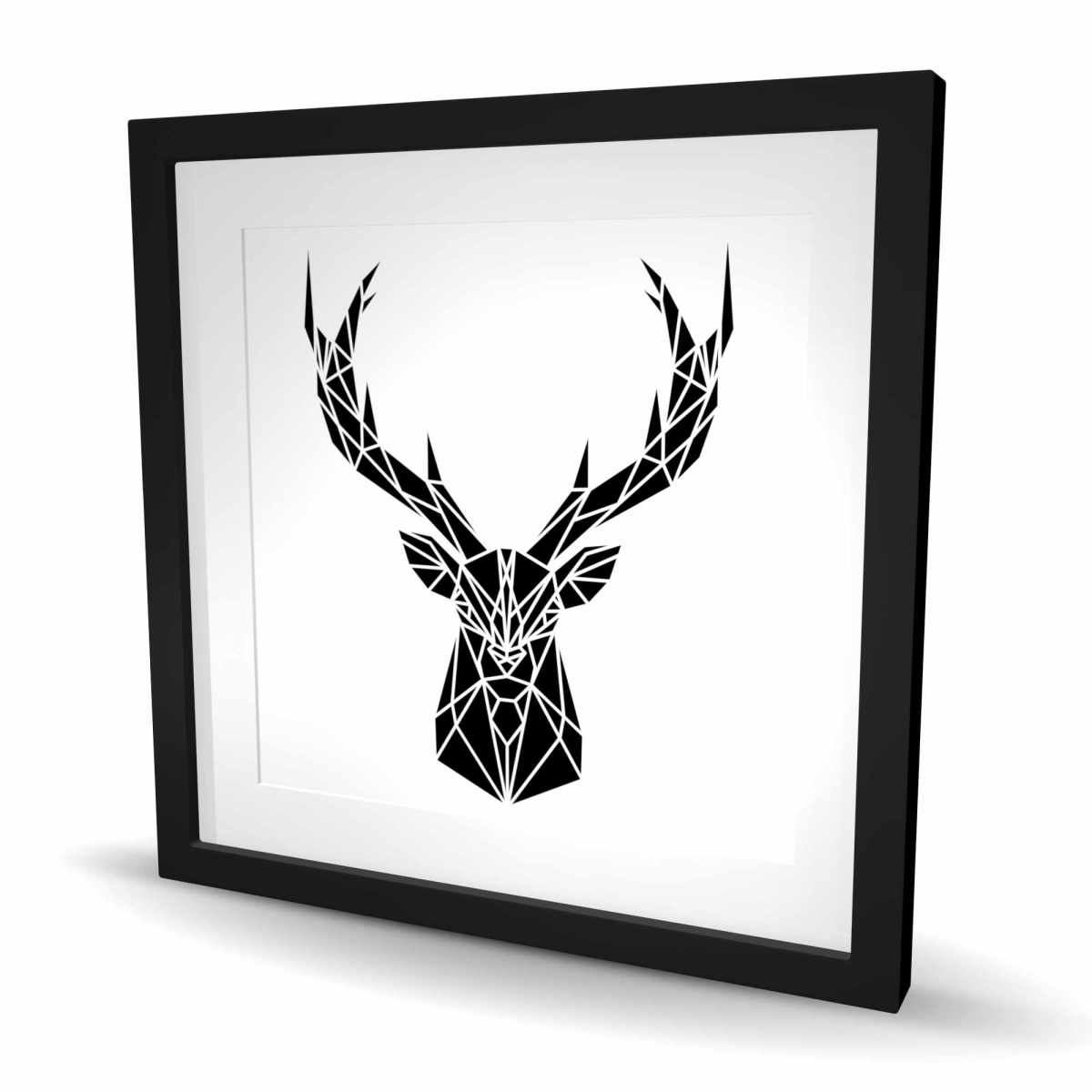 C1FM24247L0ZUP 24 x 24 in. Geometric Deer Head Print - Black & White Framed Decor