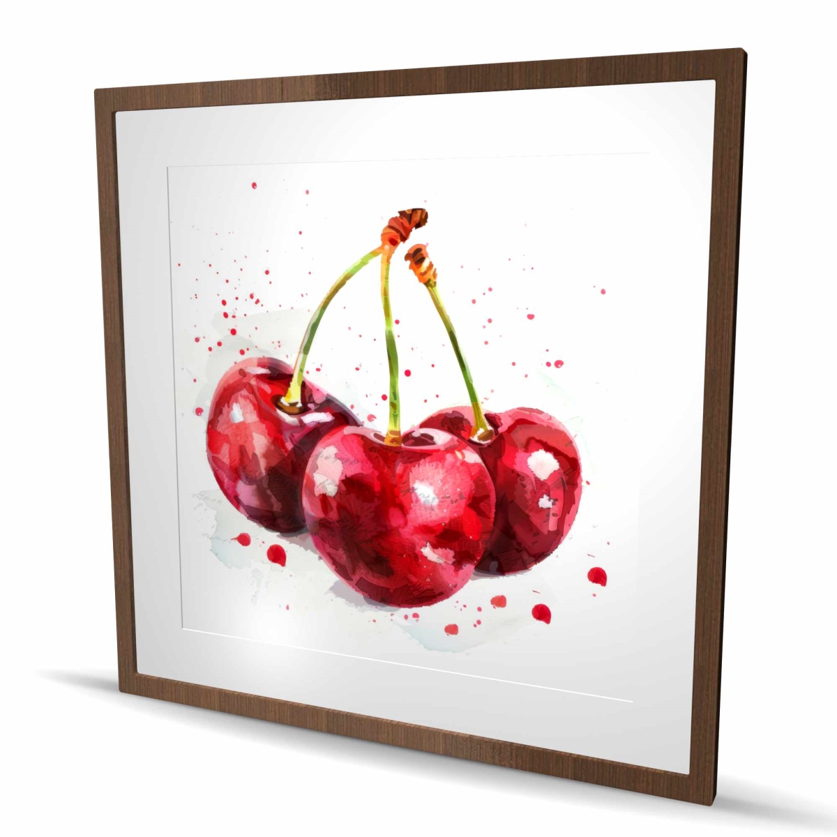 C1FM3636BYWFRP 36 x 36 in. The Cherries - White Framed Matted Print for Home Decor