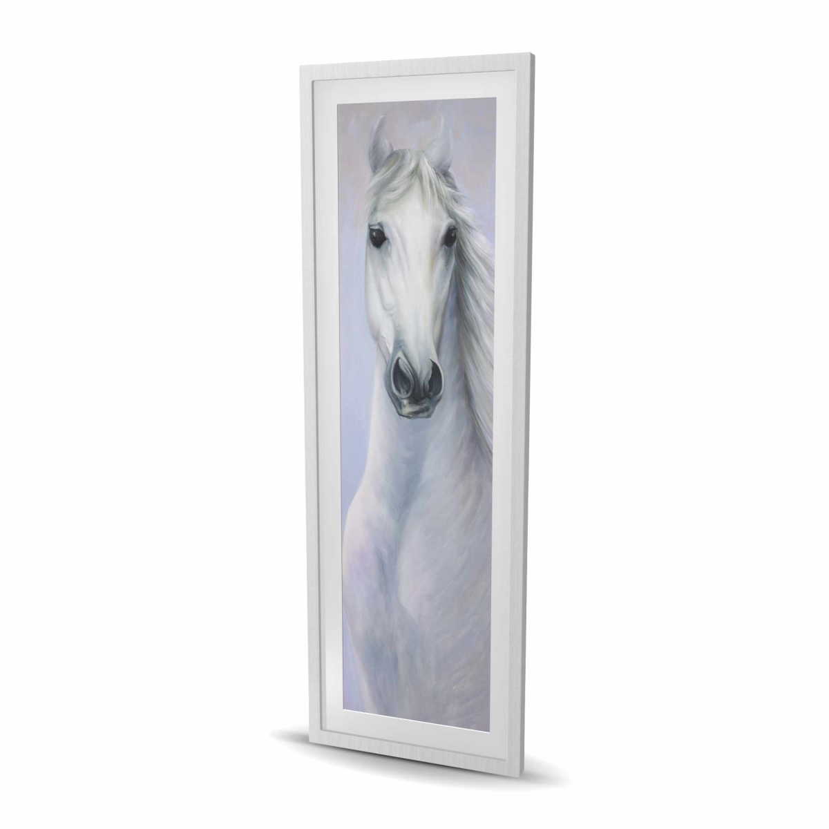 C1FM20608GQCB7 20 x 60 in. Powerful White Horse - Rustic Framed Matted Print for Decor