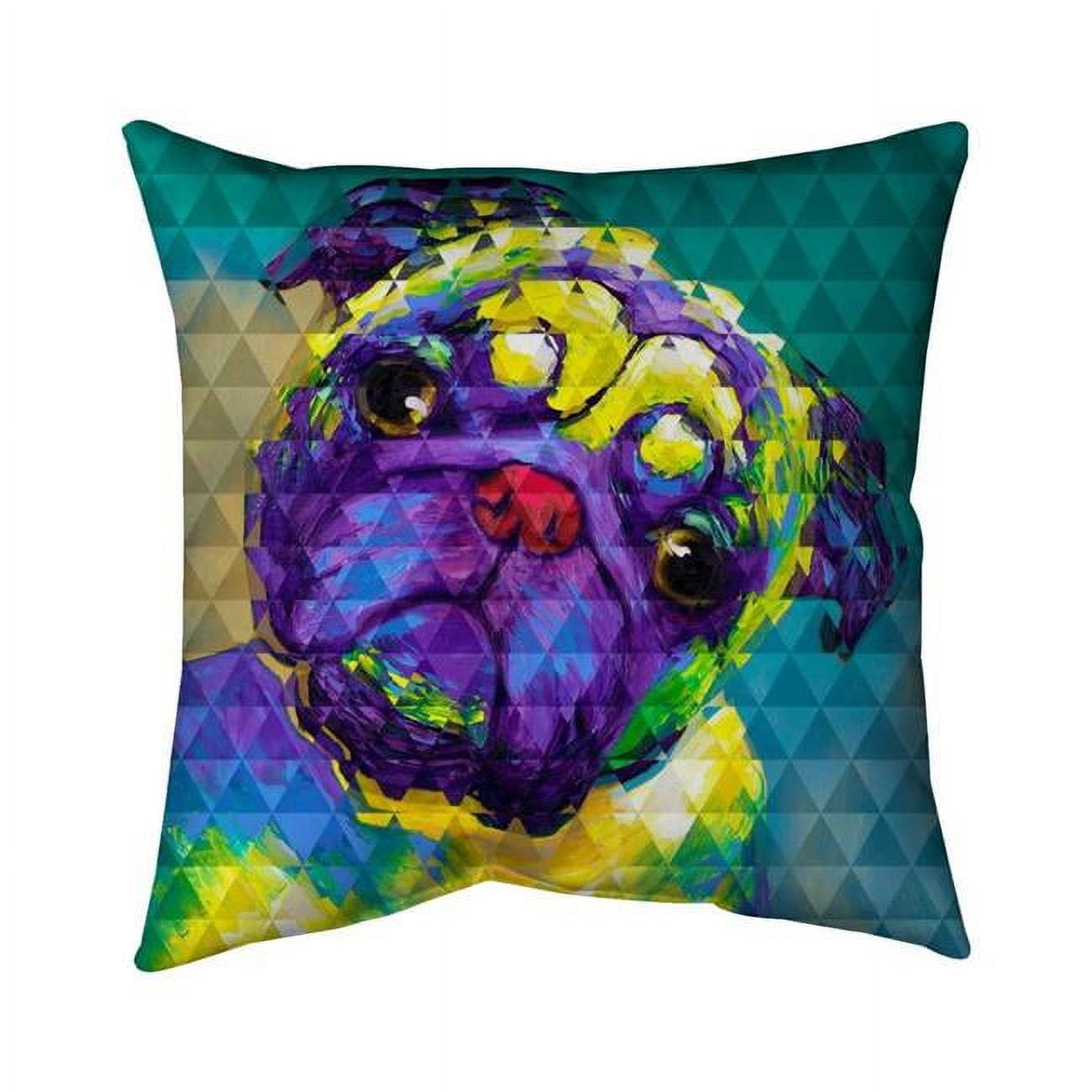 16 x 16 in. Geometric Curious Pug-Double Sided Print Indoor Pillow Cover