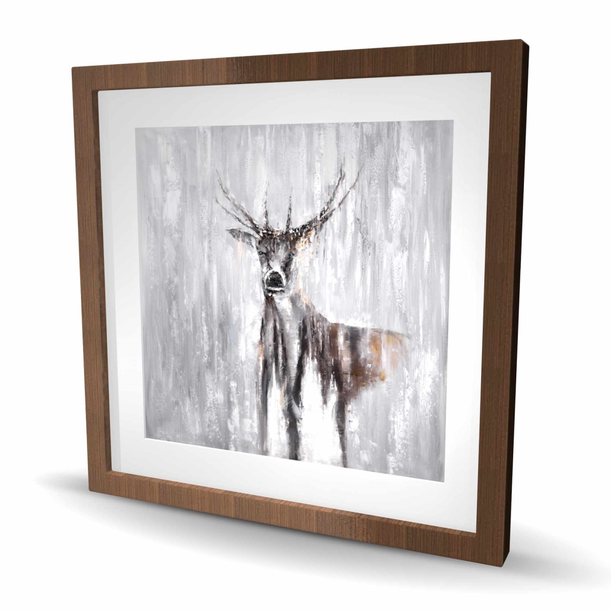 C1FM2424GXDIB5 24 x 24 in. Abstract Deer in the Forest - Rustic Framed Matted Print
