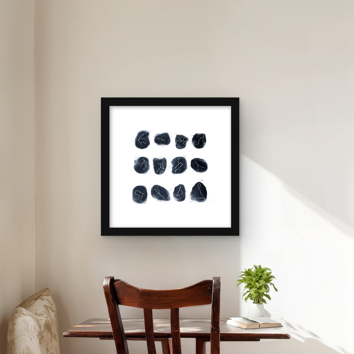 C1FM1616BIYNLO 16 x 16 in. Constellations - Blue Framed Matted Print for Home Decor