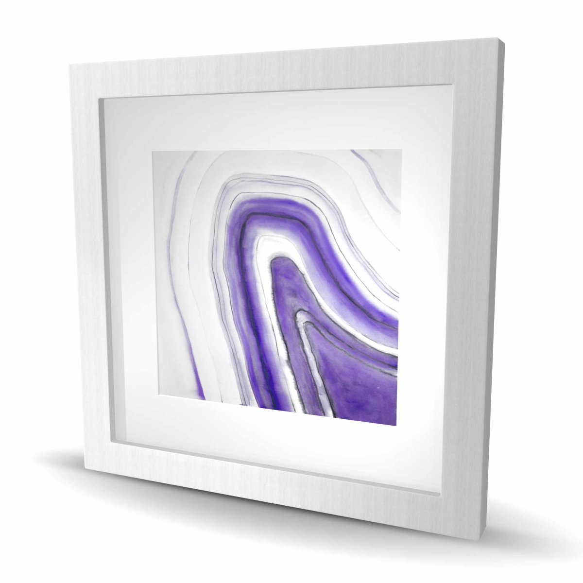 C1FM161632CW08 16 x 16 in. Purple Round Geode - Minerals White Framed Matted Print