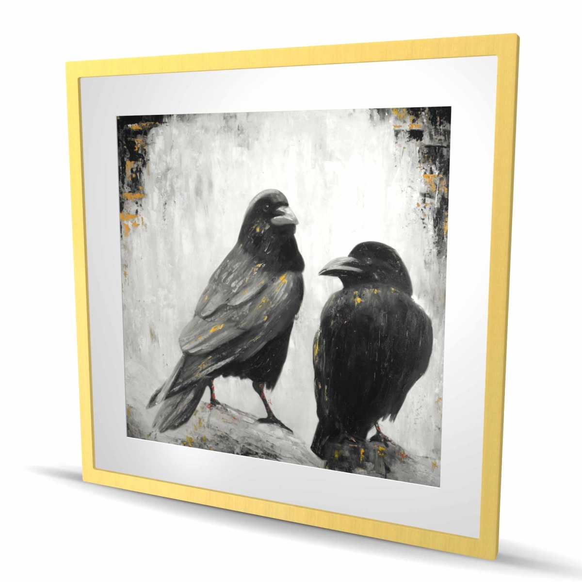 C1FM3636LPNIXH 36 x 36 in. Two Crows Birds Framed Print - Livingroom Feathers Decor