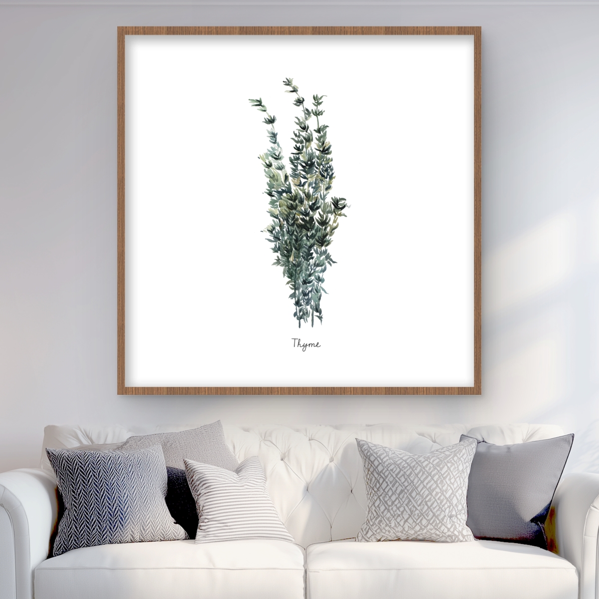 C1FM3636MDIKZZ 36 x 36 in. Thyme Leaves Bundle - Green Typo Matted Print for Home Decor