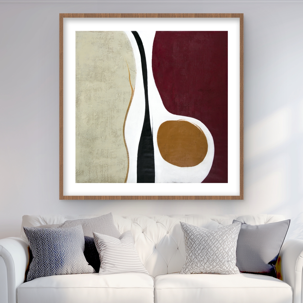 C1FM36366DVJ9E 36 x 36 in. Multiform - Beige Shapes Framed Matted Print for Home Decor