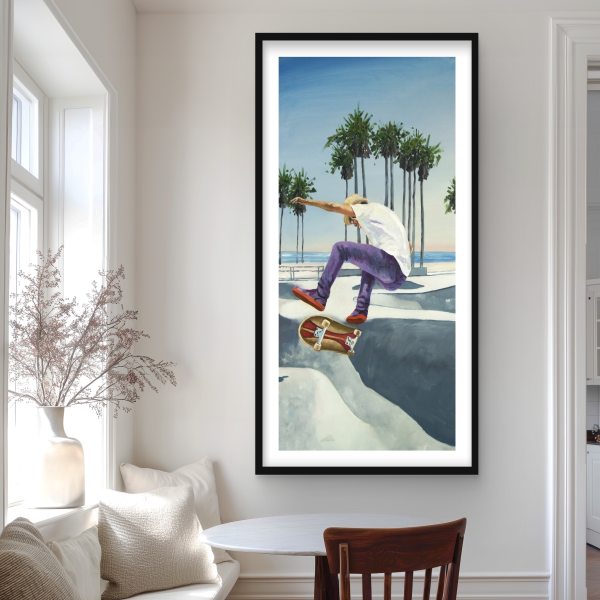 C1FM2448DUJWBI 24 x 48 in. Skate Park California - Blue Man Cave Framed Print Decor