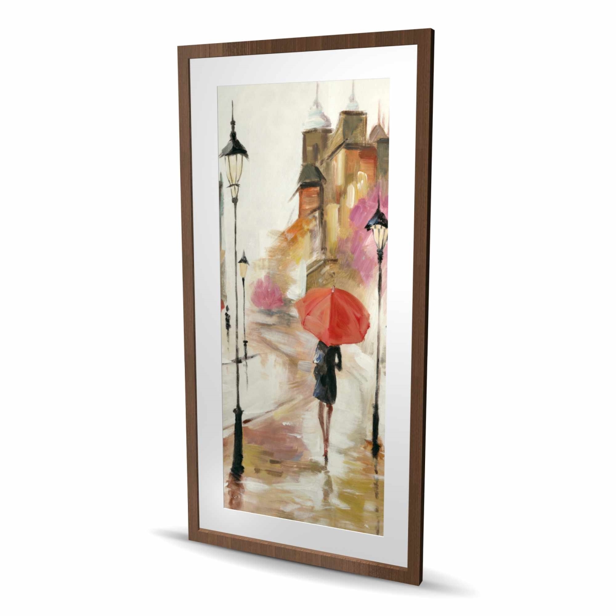 C1FM2448DVV0DD 24 x 48 in. Passersby Under Their Umbrellas - Romantic Framed Print