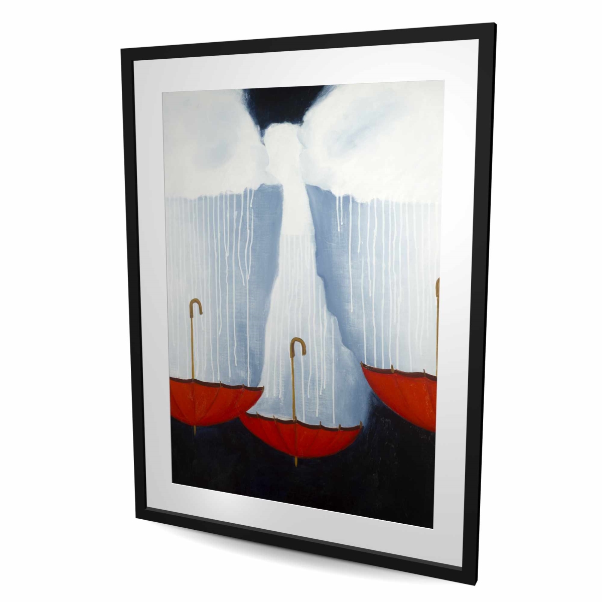 C1FM3648HCFRZU 36 x 48 in. Upside Down Umbrellas - Framed Matted Print for Home Decor