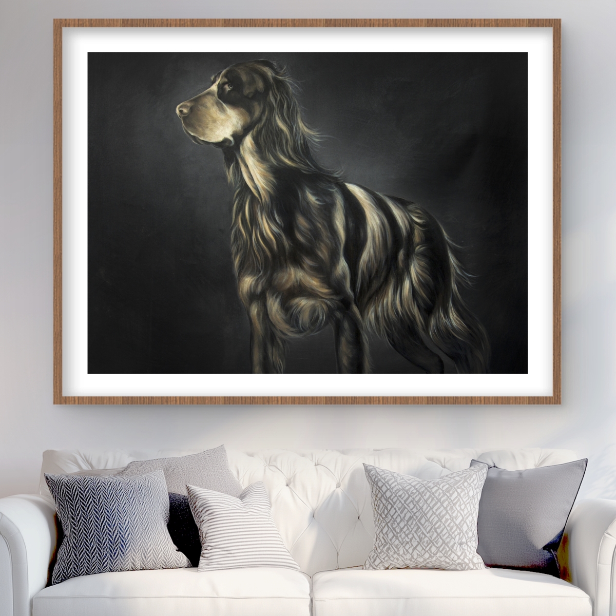 C1FM36481P0D41 36 x 48 in. Picard Spaniel Framed Matted Print - Modern Dog Home Decor