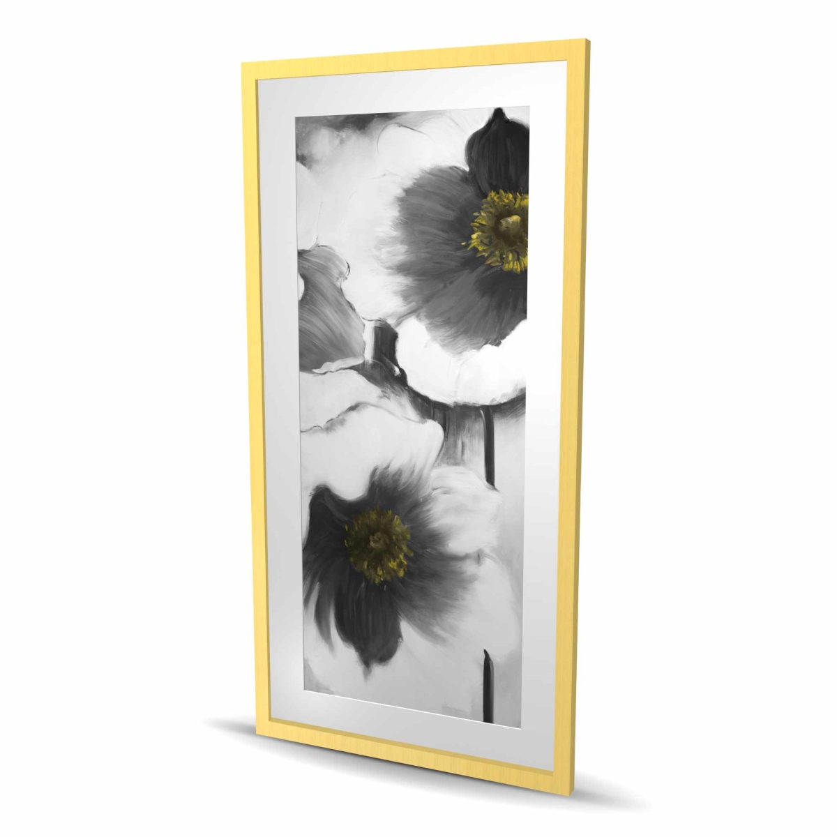 C1FM2448W444ON 24 x 48 in. Black & White Flowers - Romantic Floral Framed Print Decor