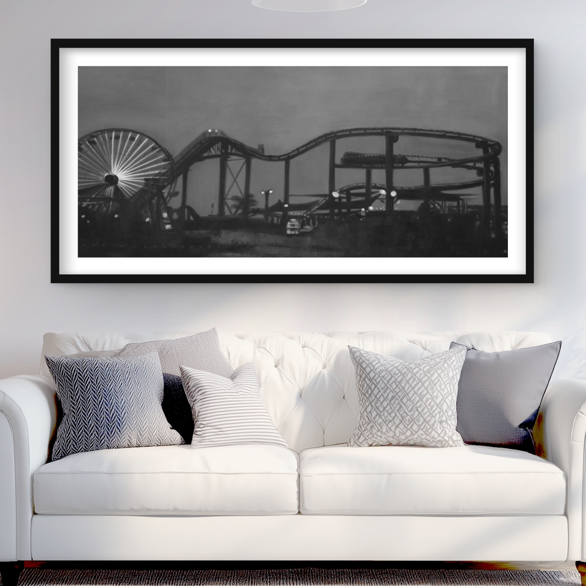 C1FM2448WNTNR8 24 x 48 in. Amusement Park - Monochrome Hobbies Framed Matted Print
