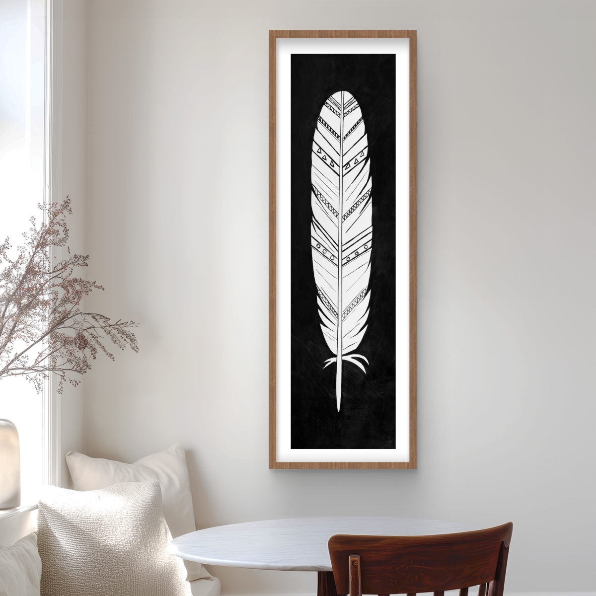 C1FM1648XN1ABD 16 x 48 in. Native American Feather Print - Framed Matted Home Decor
