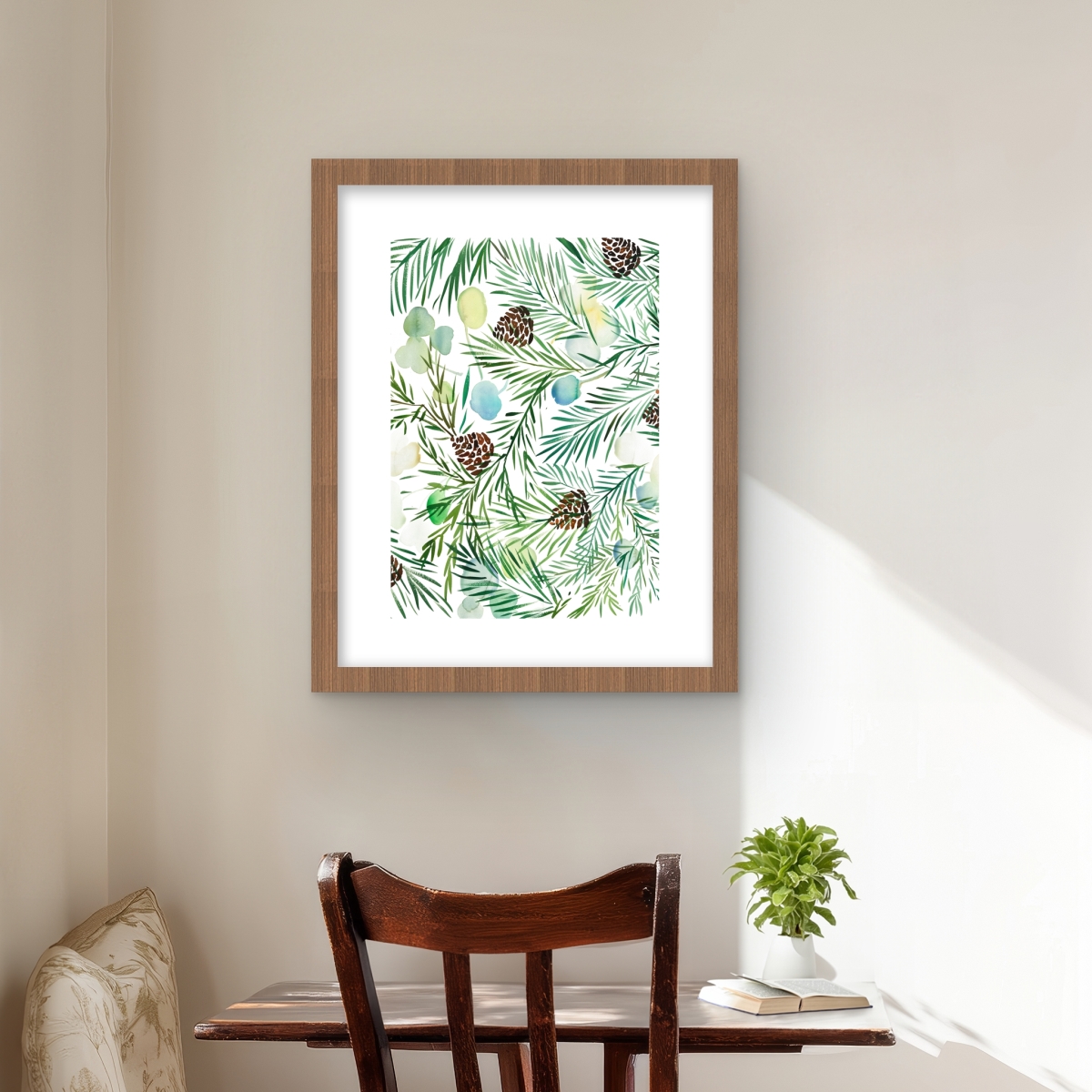 C1FM1620MHR5LC 16 x 20 in. Pine Cone Pattern Framed Matted Print - Living Room Decor