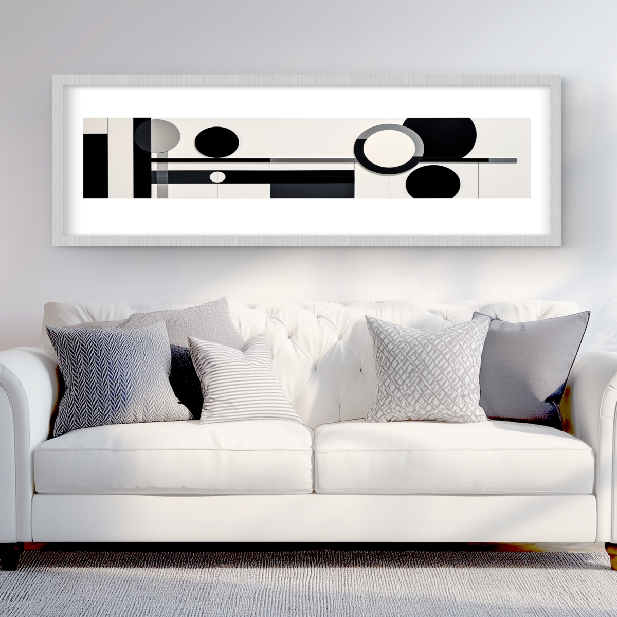 C1FM2060F97SDD 20 x 60 in. Balance - Gray Patterns Framed Matted Print for Home Decor