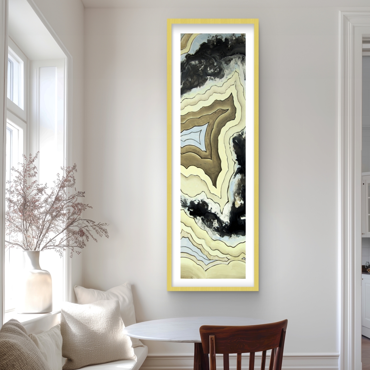 C1FM2060GQ531B 20 x 60 in. Lace Agate - Black Framed Matted Print for Home Decor
