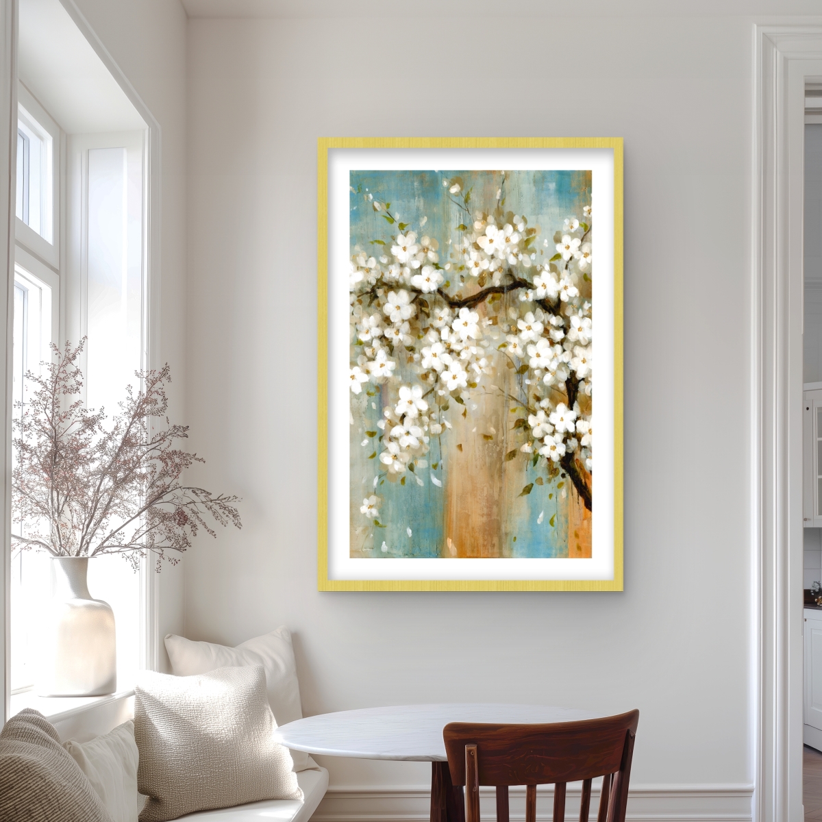 C1FM2436ISMZDP 24 x 36 in. Relaxing Cherry Blossoms - White Framed Matted Print Decor