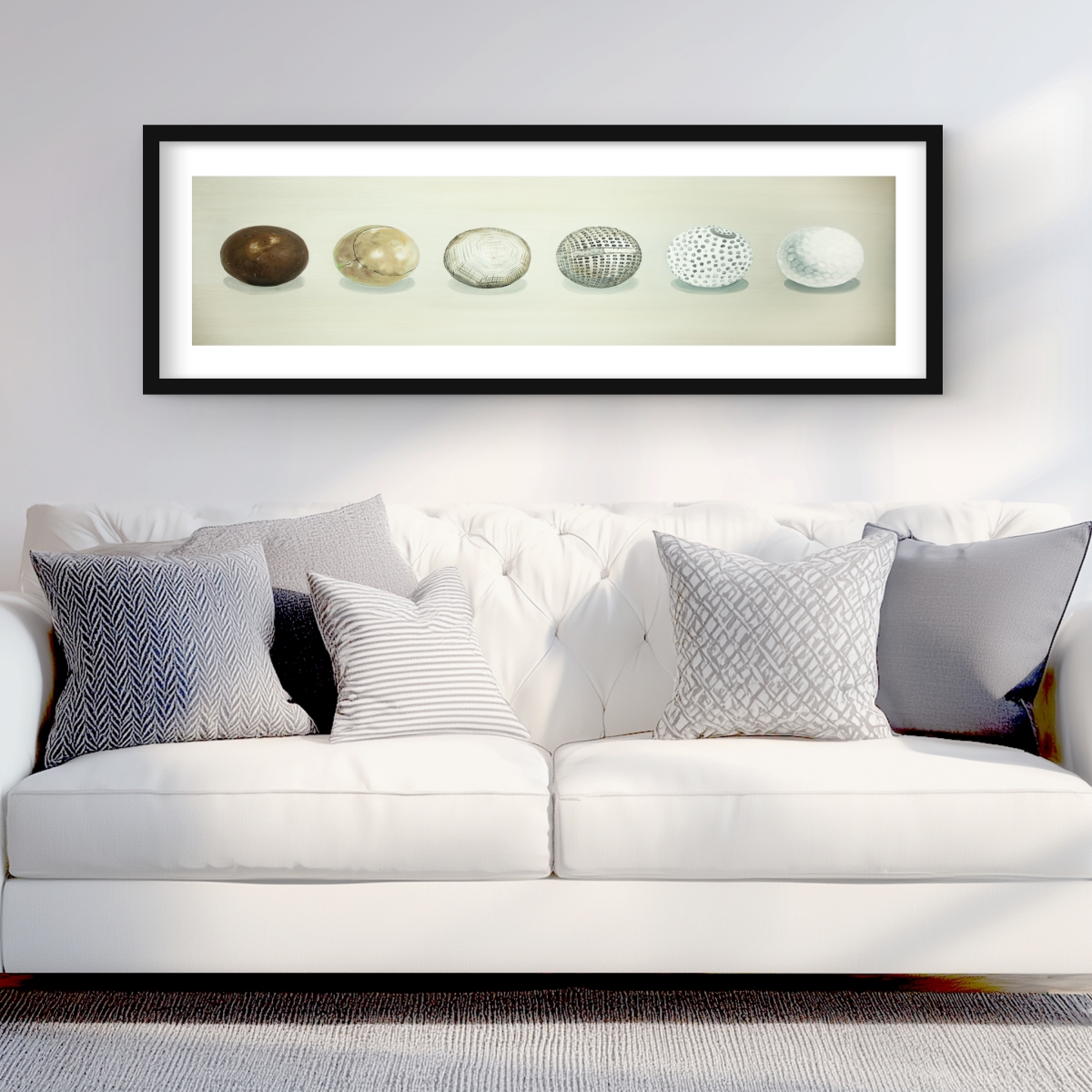 C1FM1648PQM3AB 16 x 48 in. Golf Ball Evolution - Brown Man Cave Framed Matte Print