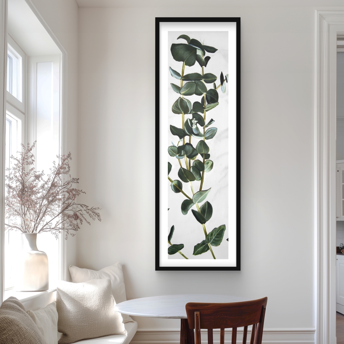 C1FM2060AJYQ9P 20 x 60 in. Eucalyptus Stems - Botanical Green Framed Matted Print Decor