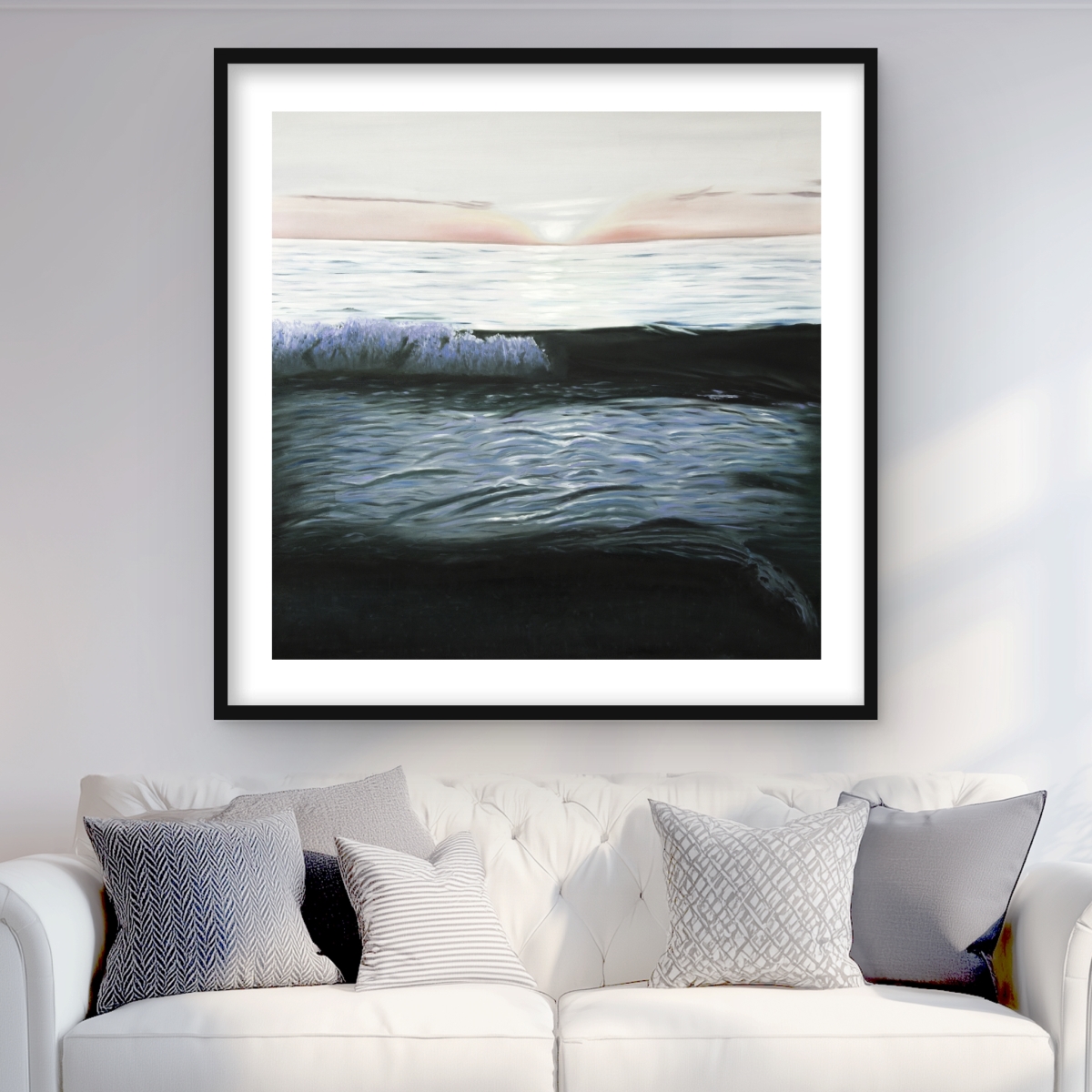 C1FM363692HGMY 36 x 36 in. Desaturated Sunset - Framed Matted Print for Bathroom Decor