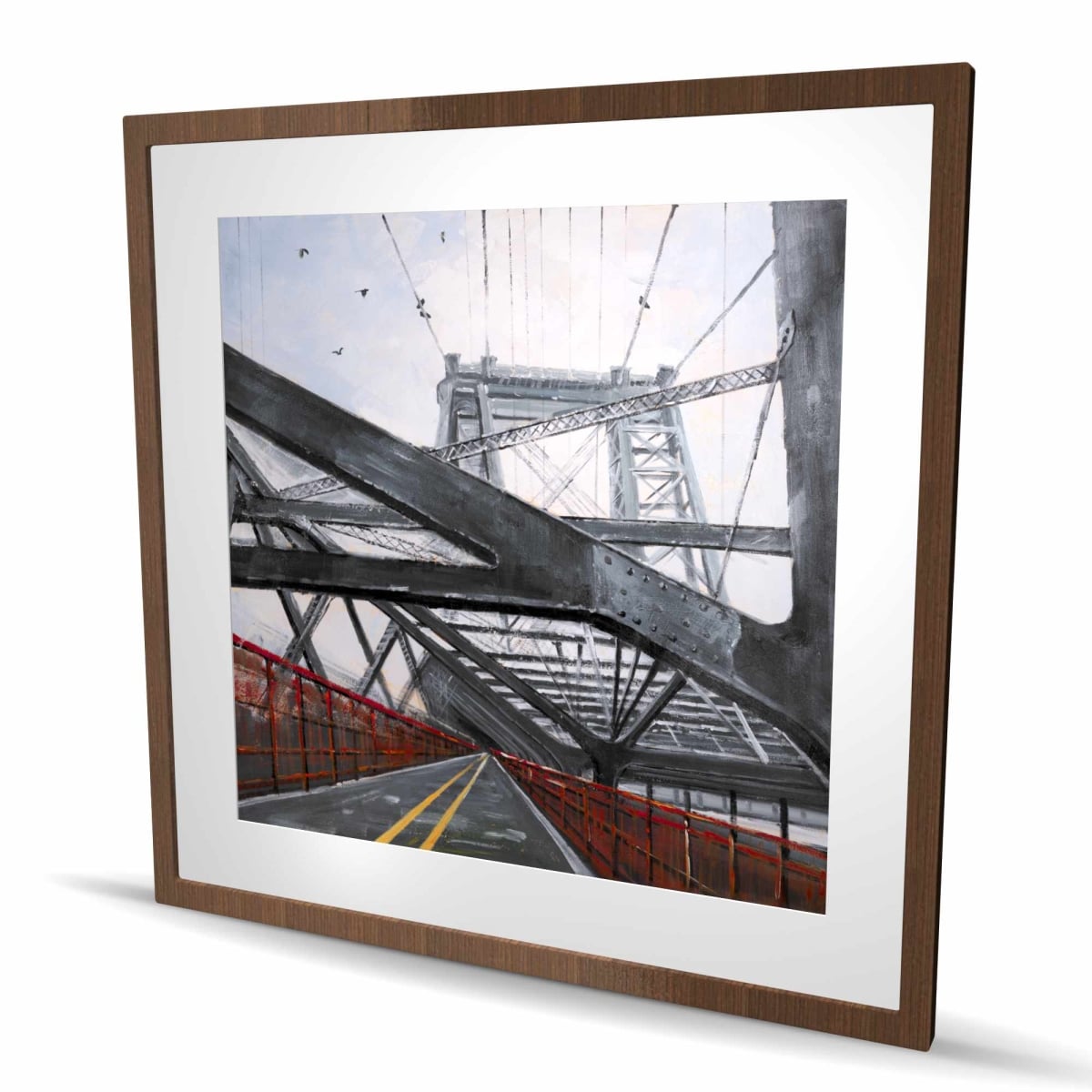 C1FM363693VFBY 36 x 36 in. Bridge Architecture - Contemporary Framed Matted Print Decor