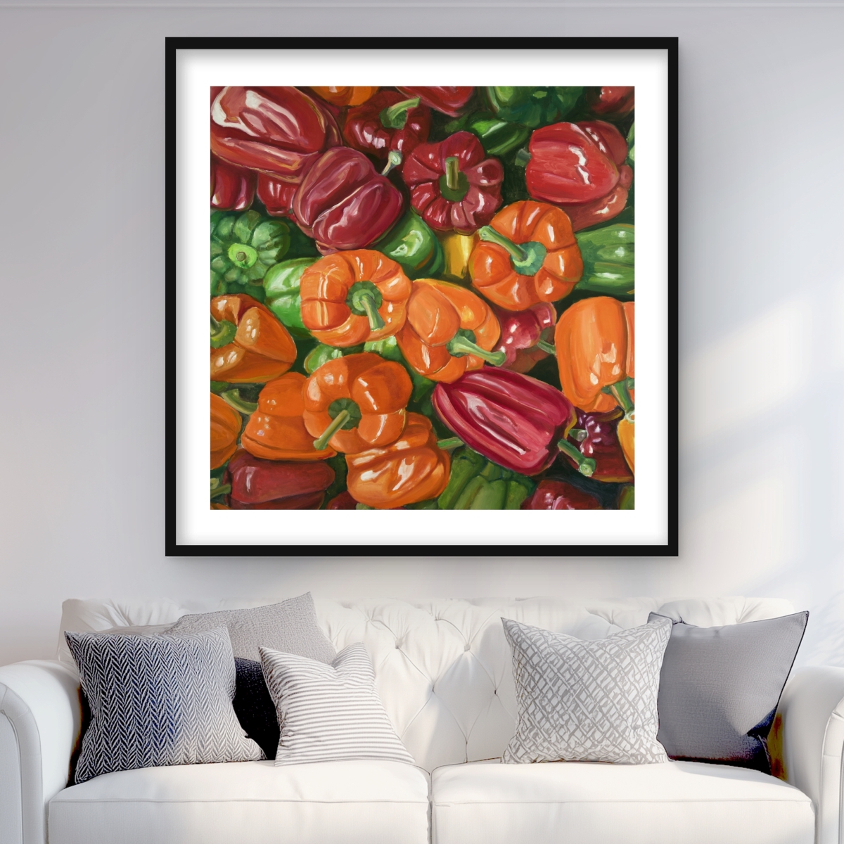 C1FM3636A1SQTG 36 x 36 in. A Lot of Peppers - Still Life Kitchen Print for Home Decor