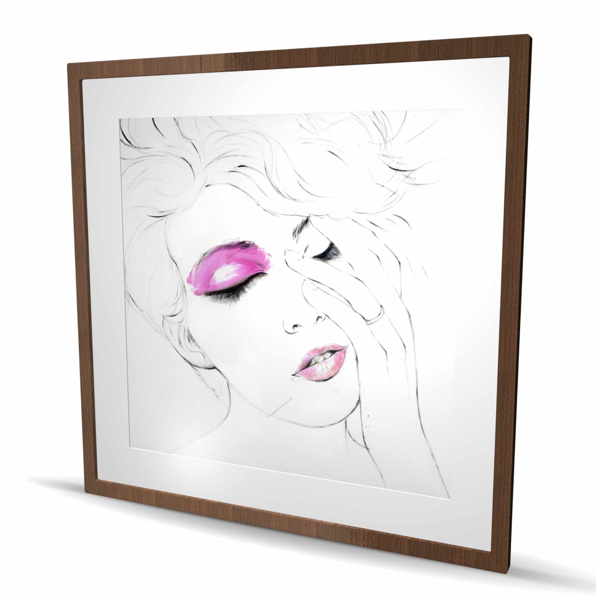 C1FM3636A6DTUO 36 x 36 in. Pink Makeup - Figurative Pink Framed Matted Print for Decor