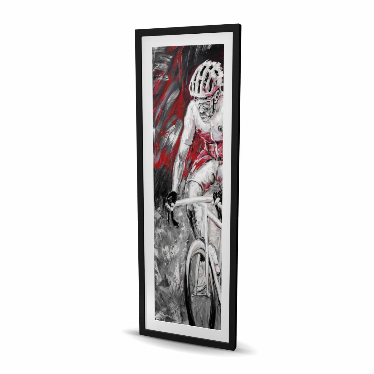 C1FM20600VANGZ 20 x 60 in. Professional Red Cyclist - Black Man Cave Framed Print