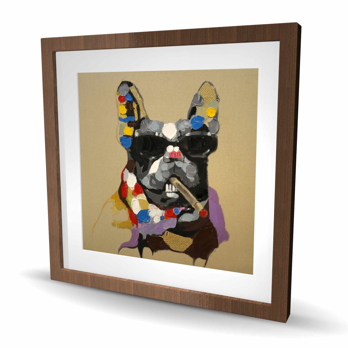C1FM24244TPL6K 24 x 24 in. Abstract Smoking Dog - Man Cave Animals Framed Print Decor