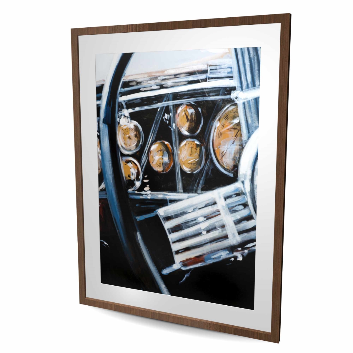 C1FM3648PJ39BZ 36 x 48 in. Vintage Car Interior Print - Blue Framed Matted Decor