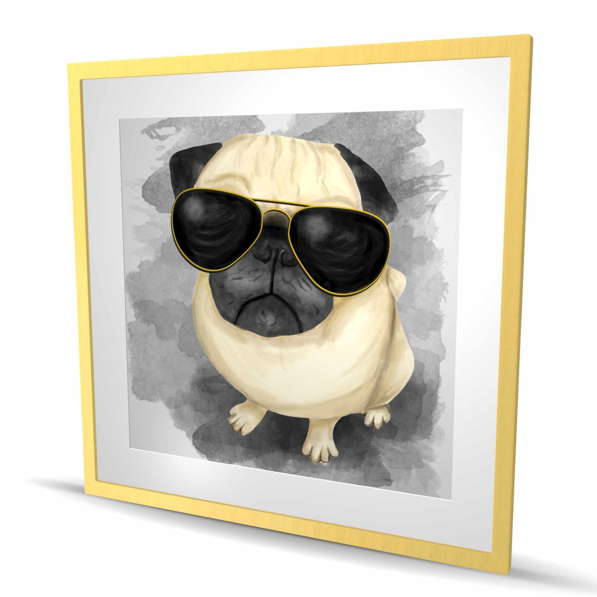 C1FM3636DV8BCA 36 x 36 in. Pug with Style - Framed Matted Print for Animal Lovers Decor