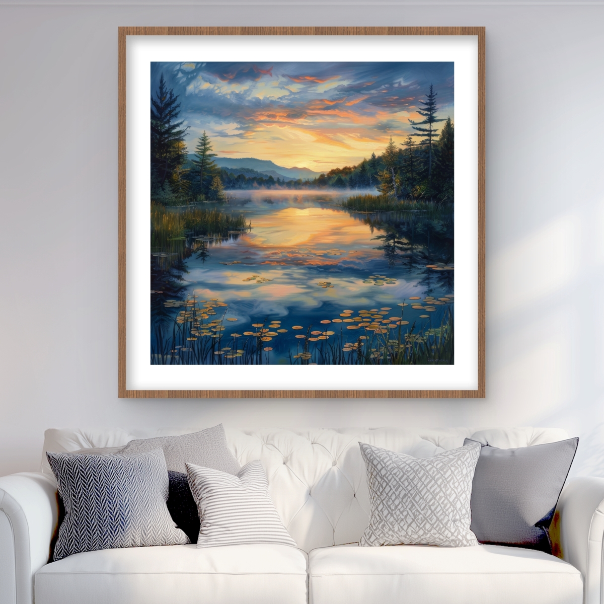 C1FM3636DVO4ZH 36 x 36 in. Fluid - Turquoise Framed Matted Print for Home Decor