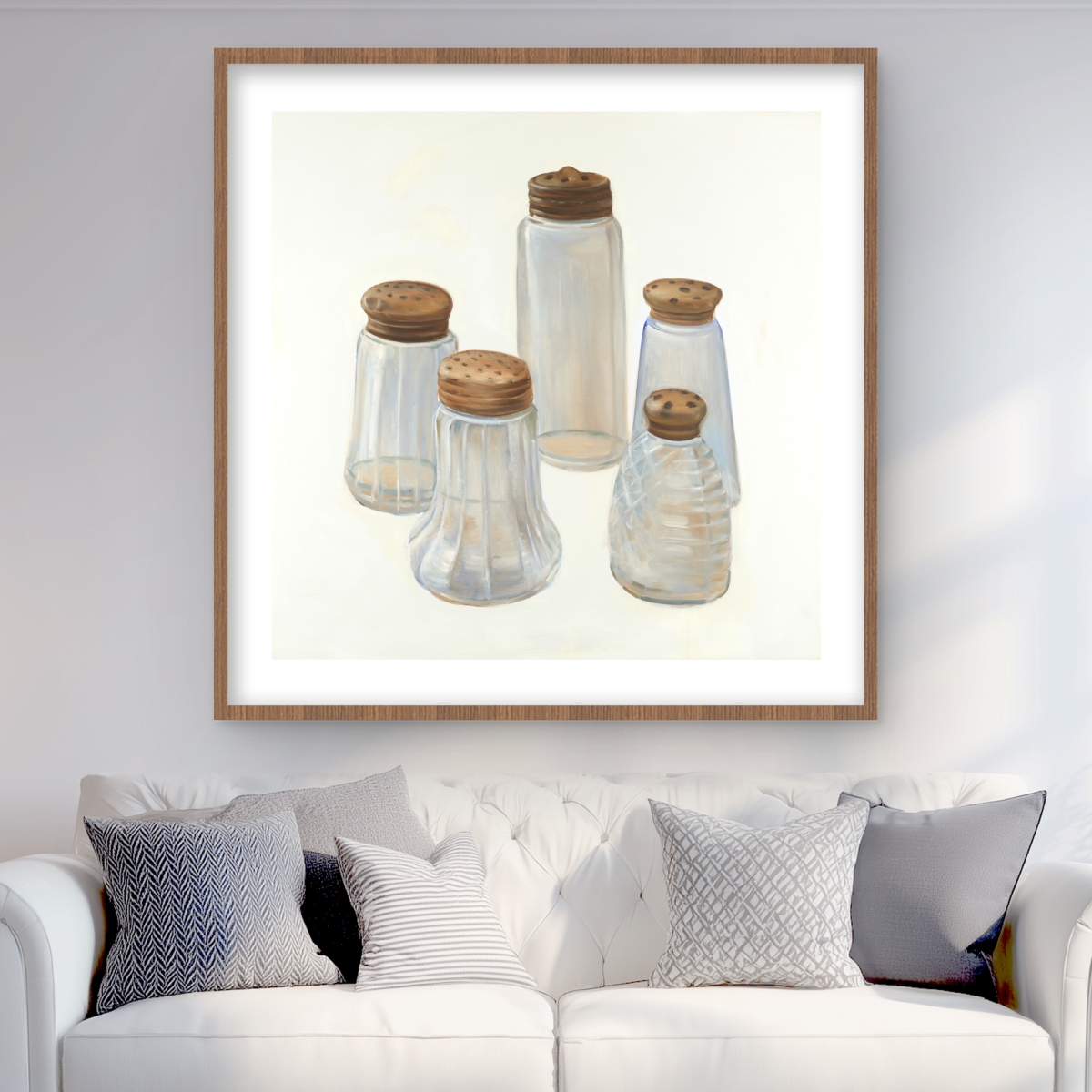 C1FM3636E1U8I7 36 x 36 in. Vintage Salt & Pepper Shaker Still Life Gray Framed Print