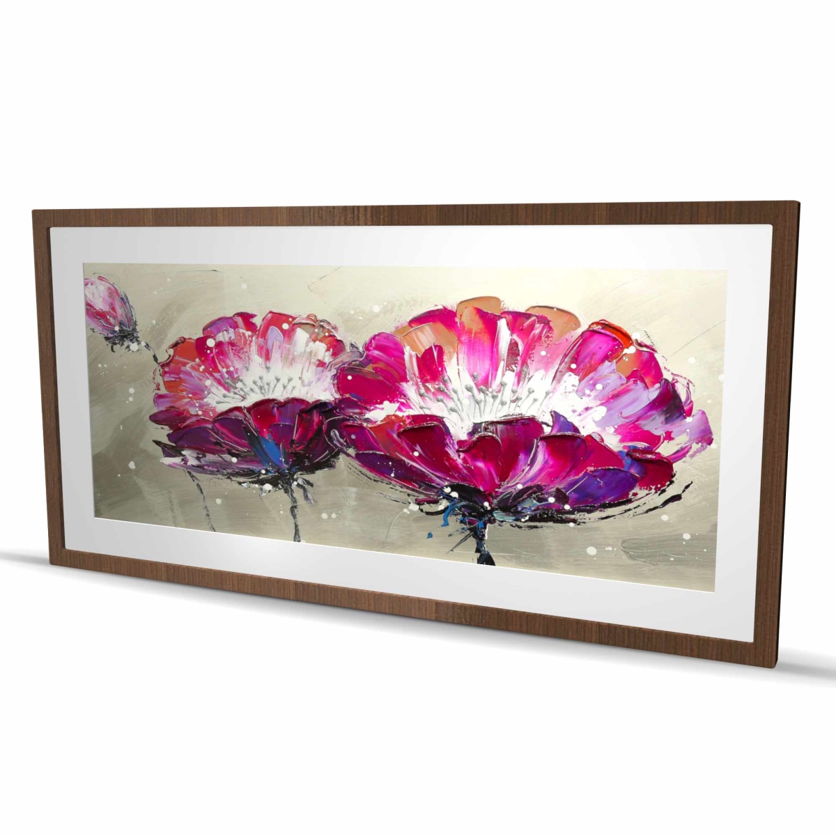 C1FM2448TC9YKI 24 x 48 in. Two Wild Flowers - Gray Office Framed Matted Print Decor
