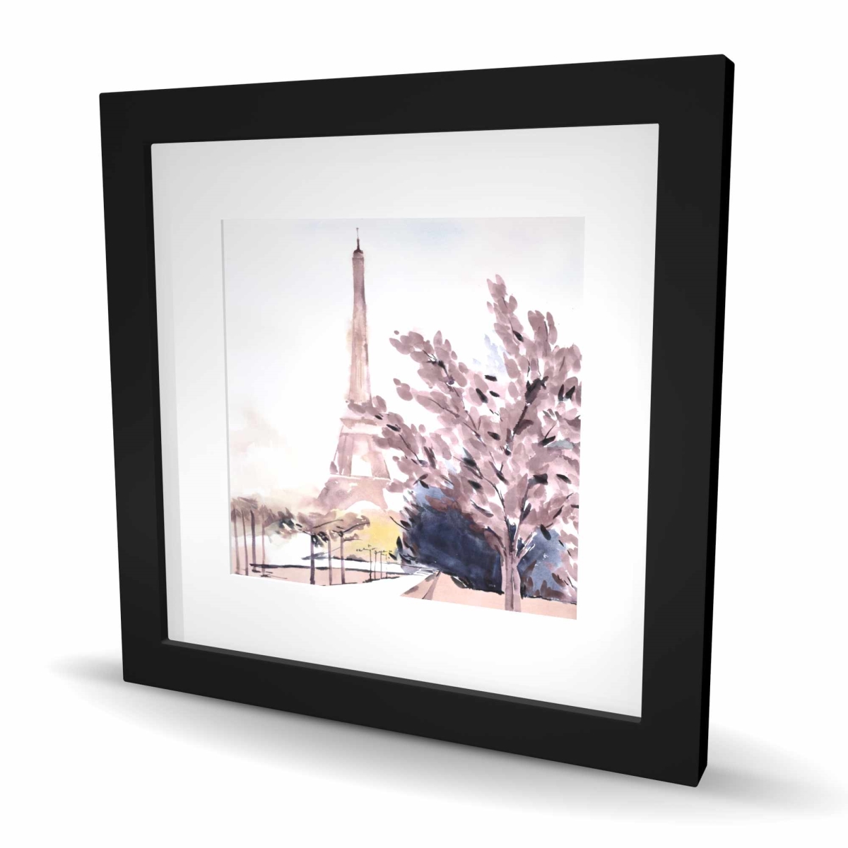 C1FM1616WD9I4D 16 x 16 in. Paris & Eiffel Scene - Romantic Framed Print for Home Decor